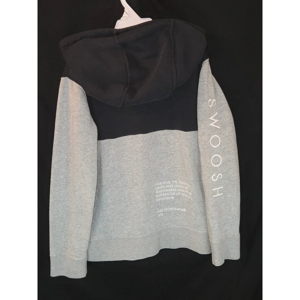 Nike Kids Gray Black Full‎ Zip Hoodie XS Double Swoosh Sweatshirt Activewear